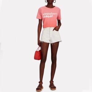 MOTHER | The Slouch “Strawberry Daquiri” cropped tee coral ombre heavier cotton